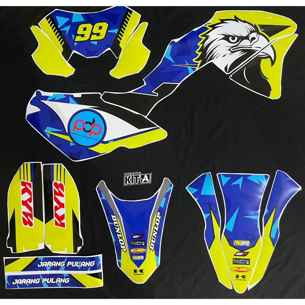 Decal Klx 150 Bf Stiker Klx BF SE Dekal Klx 150 Motif Elang Biru Stabilo D-A3-736