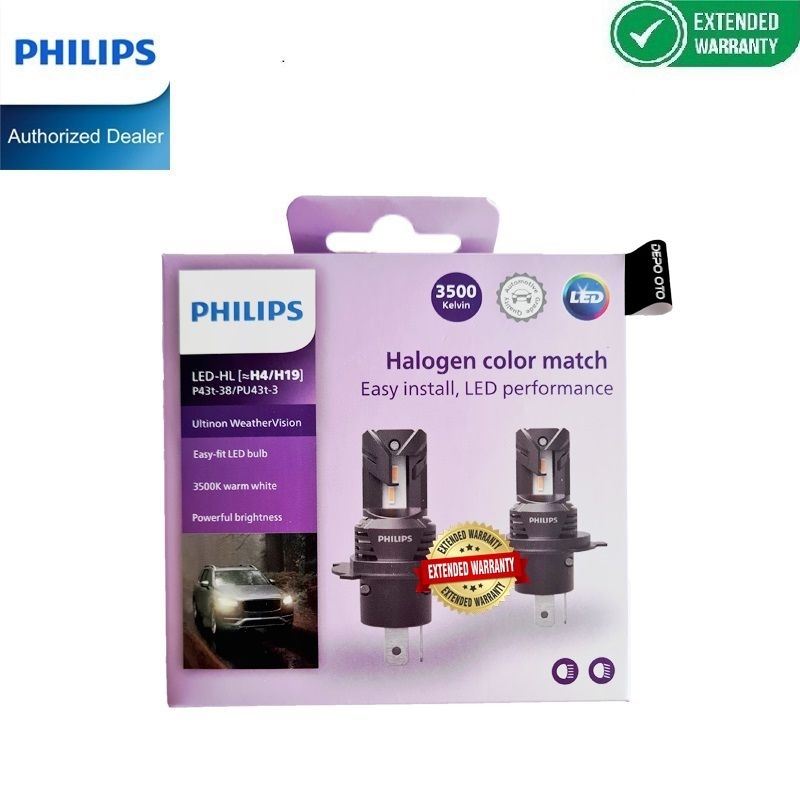 DEPO OTO X PHILIPS Ultinon Weather Vision LED H4 H19 3500K Bohlam Lampu Mobil Kuning