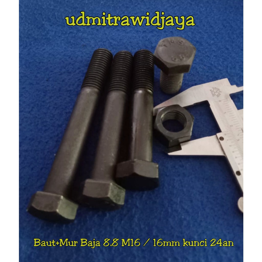 Baut baja 8.8 kunci 24 baut baja M16 baut kunci 24an panjang 3cm 4cm 5cm 6cm 7cm 8cm 9cm 10m 11cm 12
