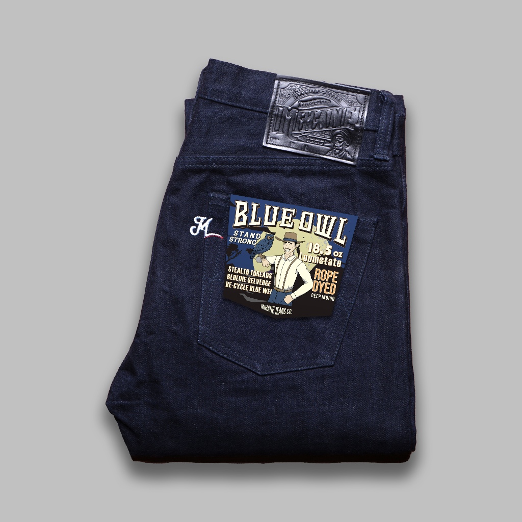 Mihane Jeans - Celana Jeans Pria - Blue Owl 18,5oz Red Line Selvedge Unsanforized Rope Dyed - Slim S