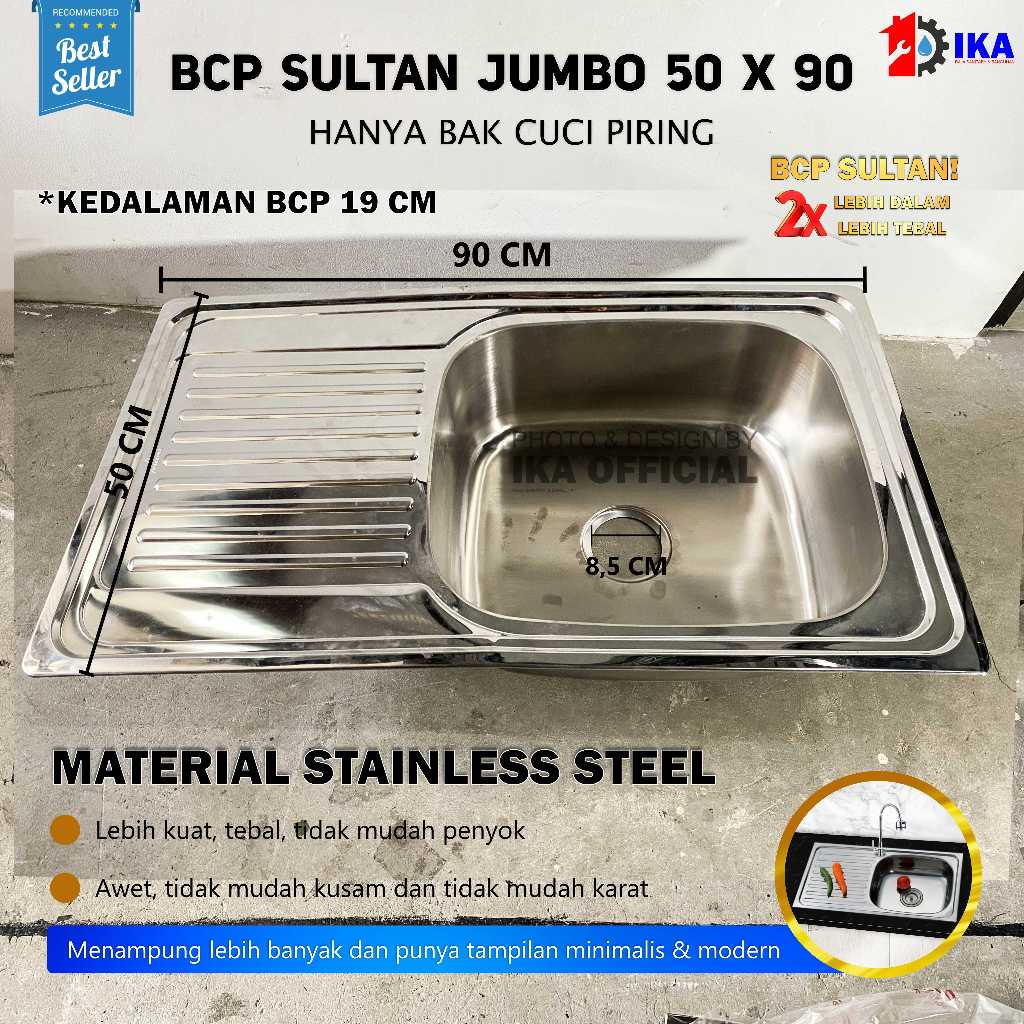 Bak Cuci Piring Todini Stainless Wastafel + Afur / 90cm x 50cm / Kitchen Sink Dapur BCP Mewah Sultan