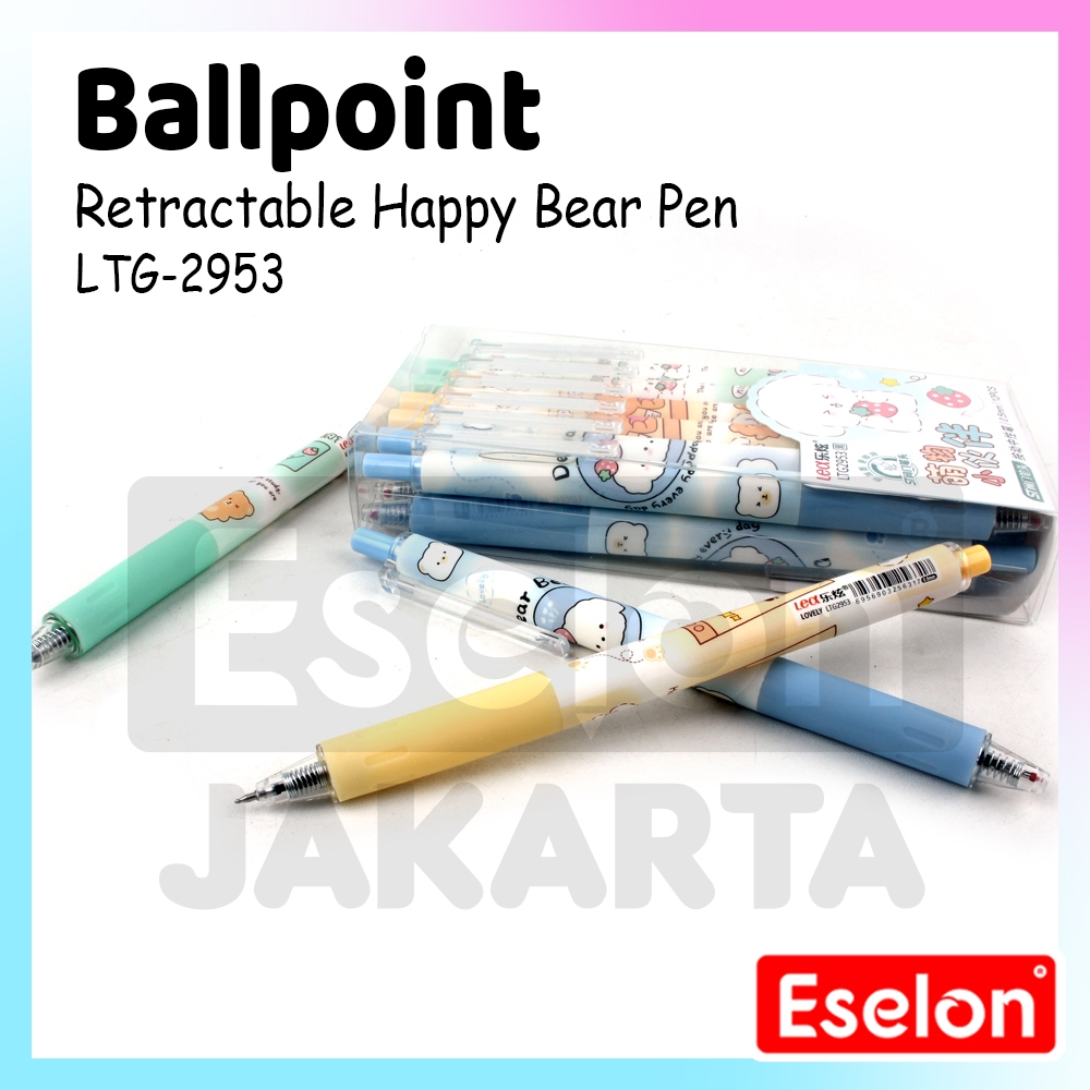 

[ES.JKT] 12pcs Pulpen Cetek HAPPY BEAR LTG-2953 / 1 PAK Pulpen Cetek Fancy Tinta Hitam