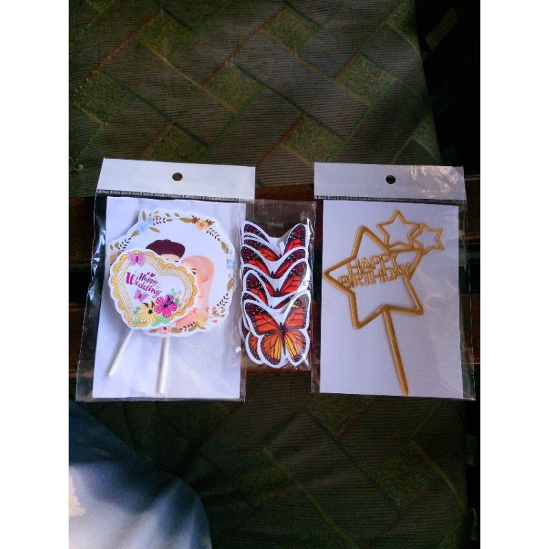 -cnt- topper kue happy birthday/ hiasan ultah/ hiasan happy wedding /topper kue