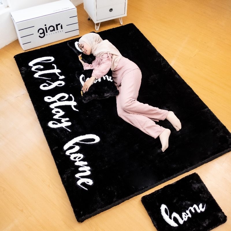 Gian karakter - Karpet Bulu tebal / Kasur lantai Bulu / Busa  Motif Home premium Anti Slip Size 200x