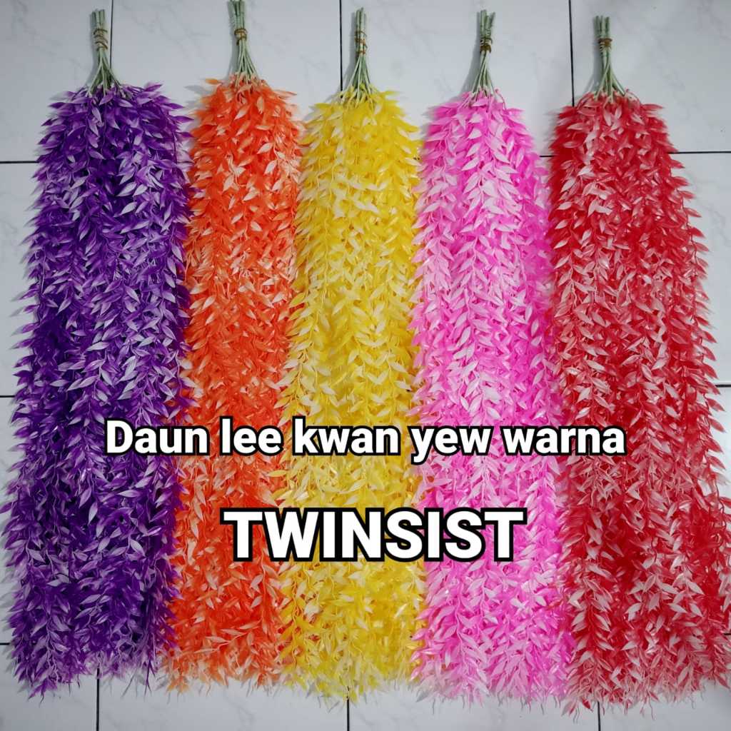 Tanaman Hias Daun Lee Kwan Yew Warna Plastik Palsu Artificial Juntai Gantung Dekorasi Dinding Rumah