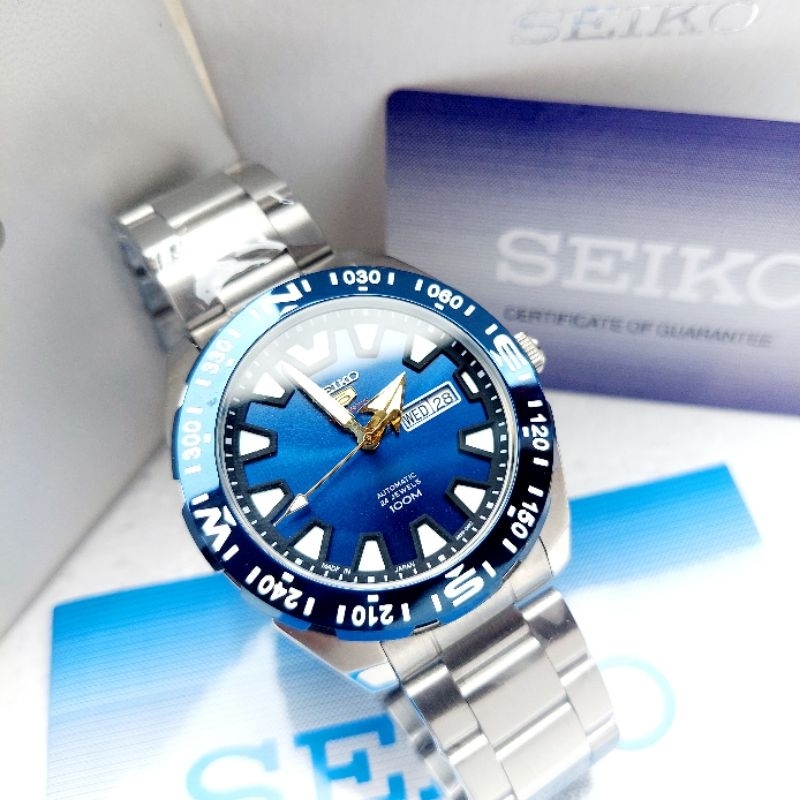 Seiko 5 Sport Silver Blue Dial Automatic Jam Tangan Pria Original Free Box Ori