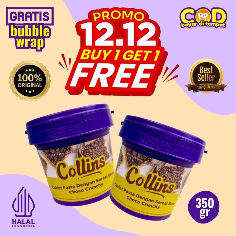 

Terbaik PROMO 1212 BUY 1 GET 1 FREE DAPAT 2 BUAH DENGAN HARGA TERMURAH COLLINS CHOCO CRUNCHY ORIGINAL 35 GRAM ASLI HALAL SELAI DIP GLAZE CRISPY RICE MALTS VIRAL HYPE TRENDING TOPPING ROTI KUE CAKE JAJANAN DONAT TERBUL COKLAT TART MANIS ROPANG CHOCOLAT