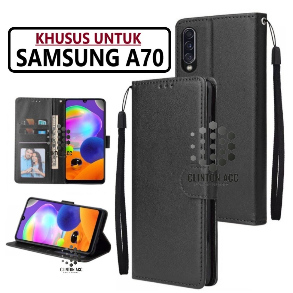 CASE SAMSUNG A70 FLIP WALLET LEATHER DOMPET KULIT SOFTCASE PREMIUM FLIP COVER SARUNG BUKA TUTUP FLIP