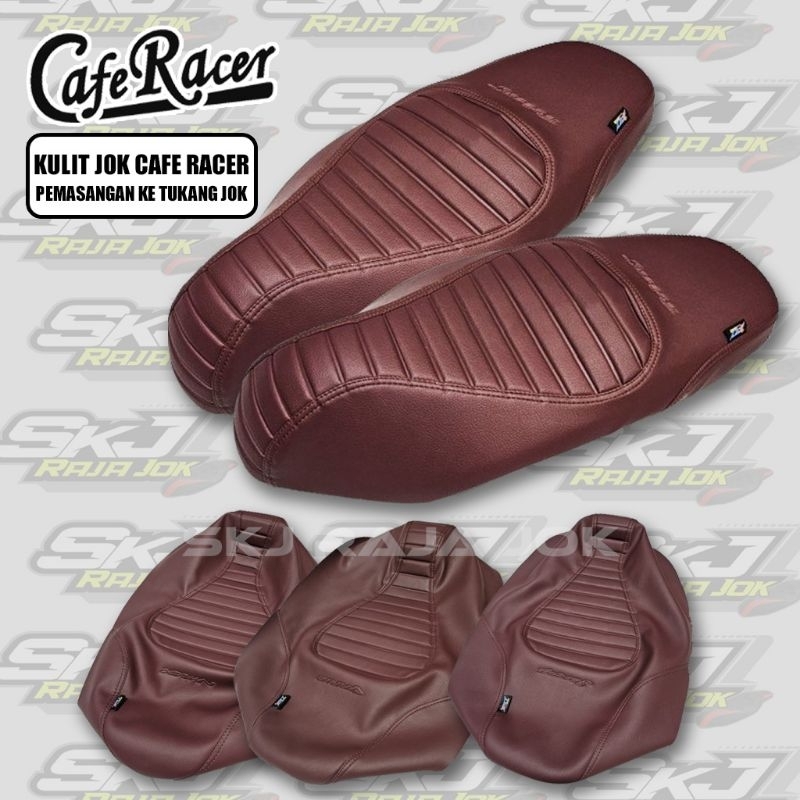 Kulit Jok Motor Model Caferacer Warna Merah Marun (Pemasangan Ke Tukang Jok) Motor Scoopy,Vario,Beat
