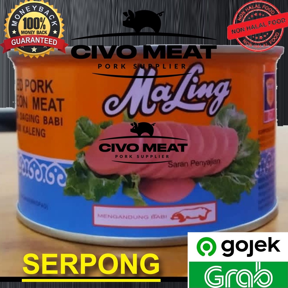 

Original Maling Canned Luncheon Pork tts 397gr Daging Babi Ma Ling Kaleng Besar