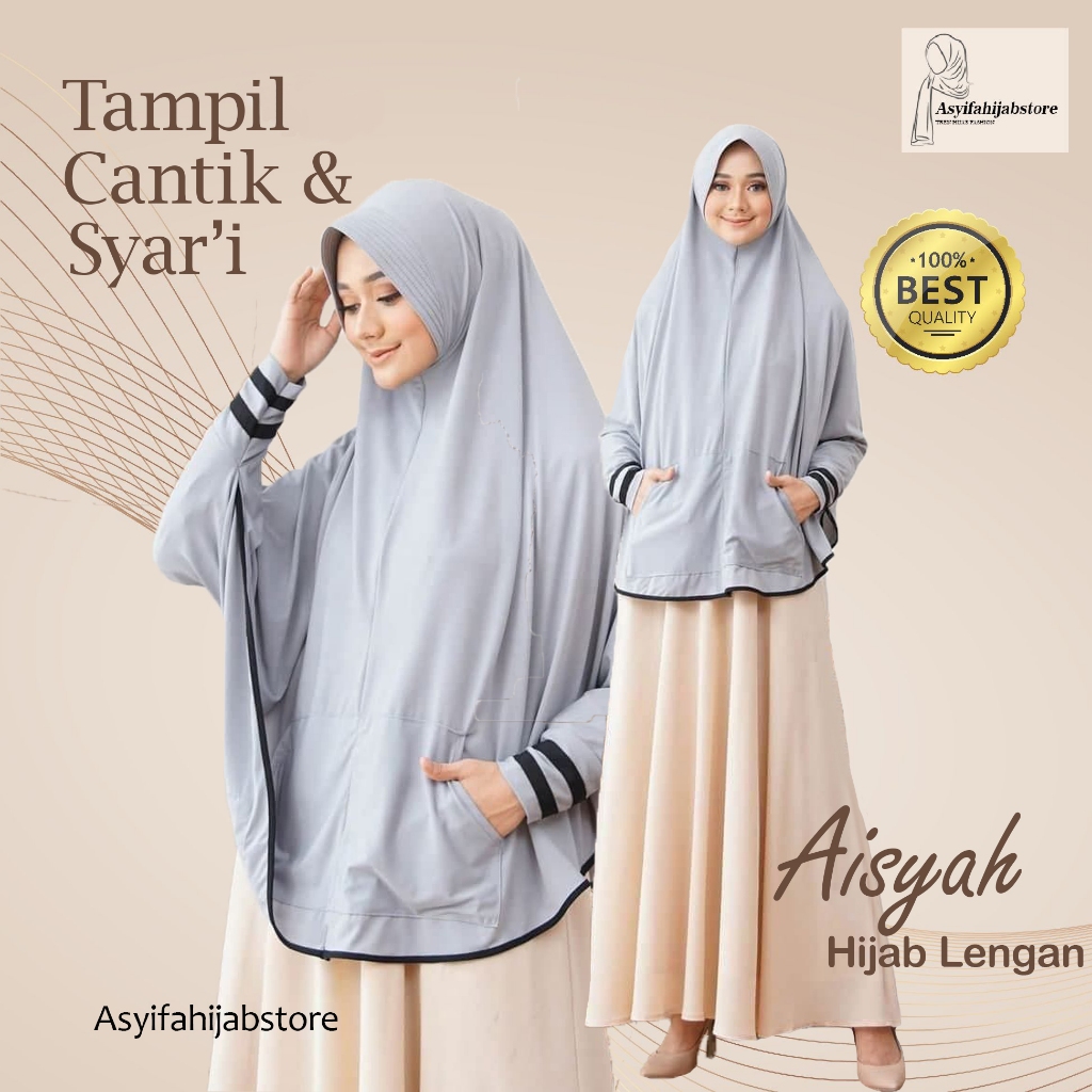 Hijab Lengan Panjang Aisyah Kerudung Syari Jumbo Muslimah Wanita Terlaris By Asyifahijabstore