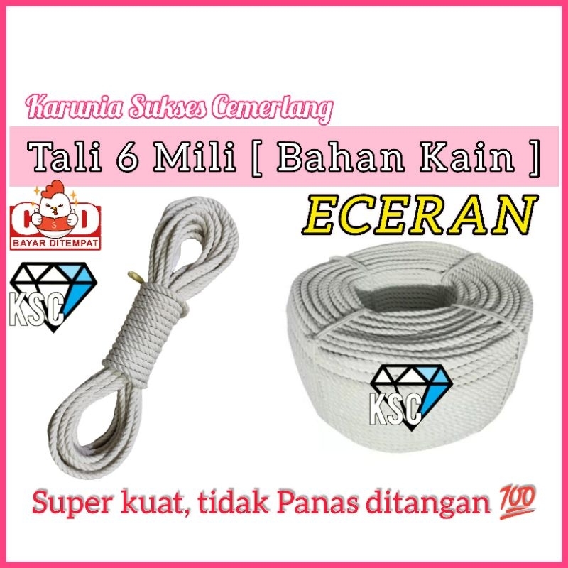 TALI TAMBANG BAHAN KAIN 6MM / TALI IKAT MOBIL TRUK / TALI LOSBAK / TALI TERPAL MOBIL / TALI IKAT BAR