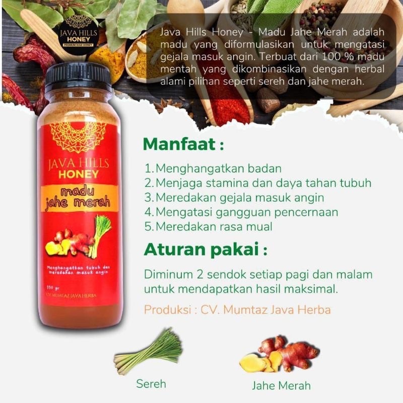 

Java Hills Honey Madu Jahe Merah Herbal Asli