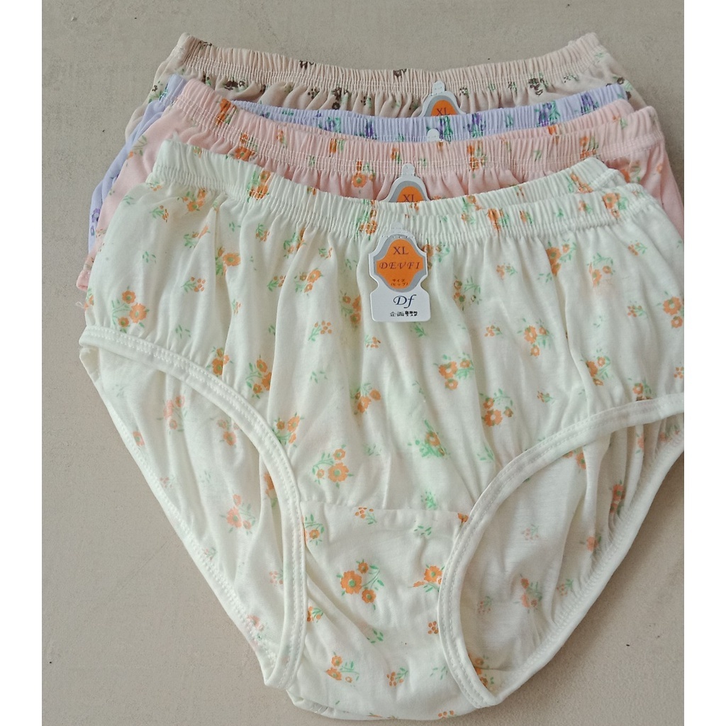 1 Pcs CD Wanita pria Dewasa Motif Bunga Size JUMBO Bahan Katun Halus Tidak transparan MURAH