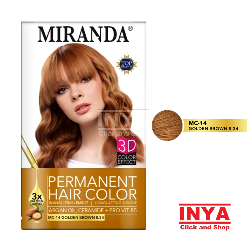 Semir Rambut MIRANDA MC-14 GOLDEN BROWN 8.34 - Pewarna Rambut  (30mlx2)+10ml