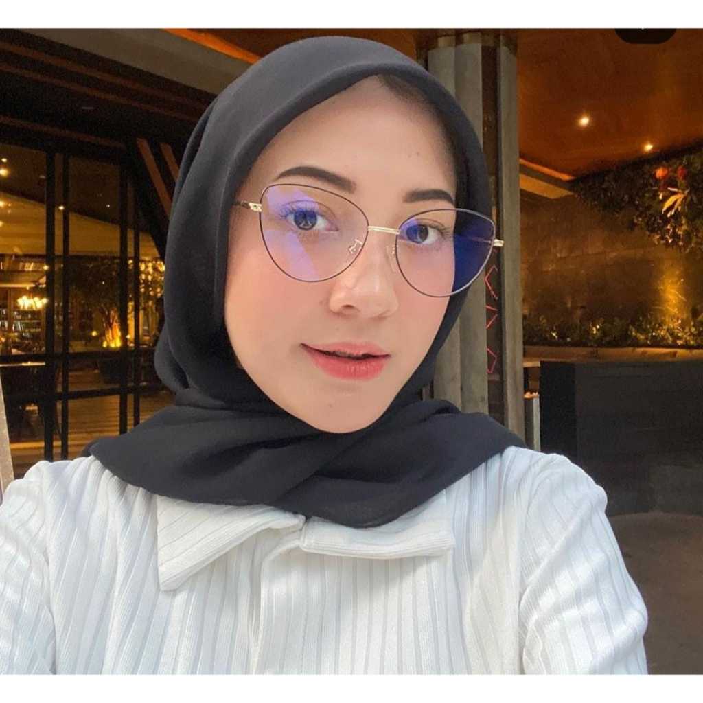 Frame Kacamata Full Besi Cat Eye Tangkai Pegas- EMBAN 04