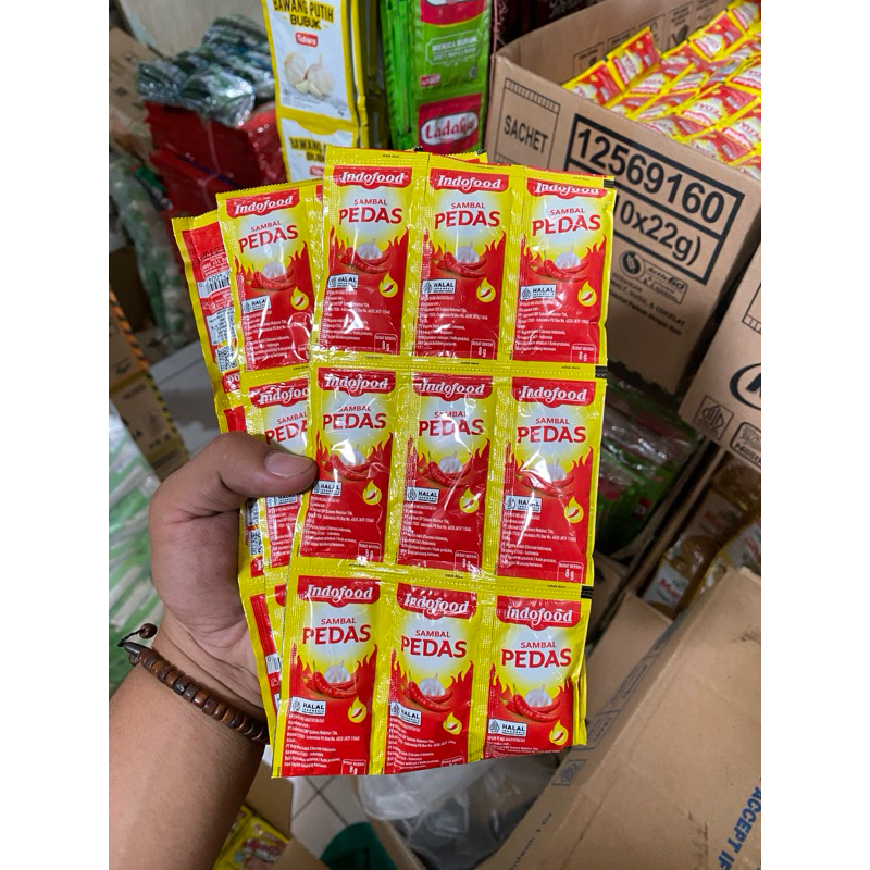 

caos saos saus sambal sambel indofood pedas renteng