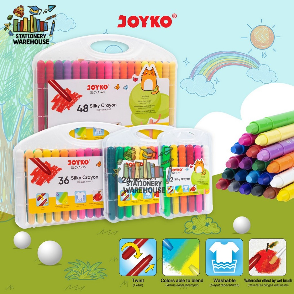 

Silky Crayon Krayon Halus Joyko SLC-A Warna 12 , 24 , 36 dan 48 Warna