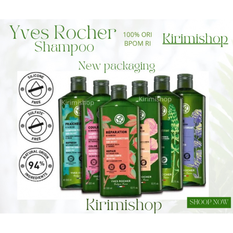 SHAMPOO YVES ROCHER 300 ML Hair Loss, Anti Dandruff, Repair, Shine, Nutrition, Purity, Anti Polution