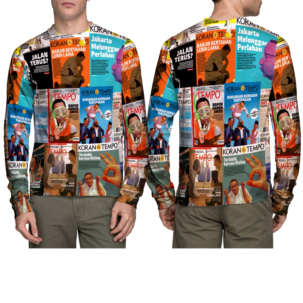 KAOS KORAN BERWARNA // BAJU MOTIF KORAN BERWARNA // T-SHIRT LENGAN PANJANG KORAN BERWARNA