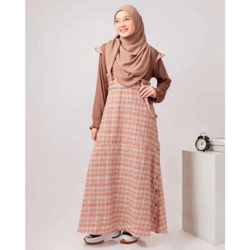 Preloved Jilbrave Haru Overall Model Casual Feminine Overall Flannel Kotak-Kotak