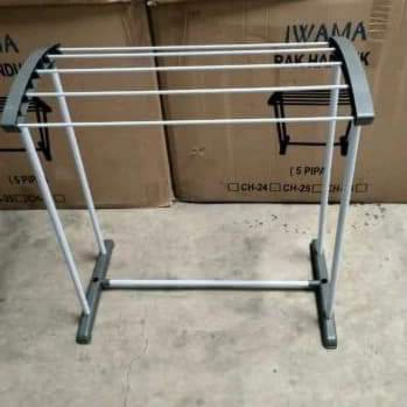 jemuran handuk IWAMA/rak handuk serbaguna/stand hanger/gantungan berdiri/gantungan baju/gantungan ta