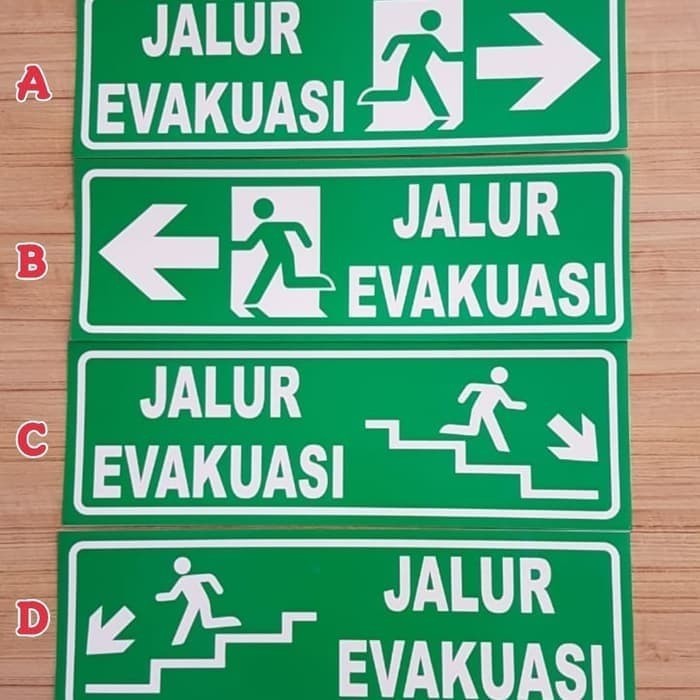 

sign stiker jalur evakuasi / sticker Arah keluar rambu peringatan k3