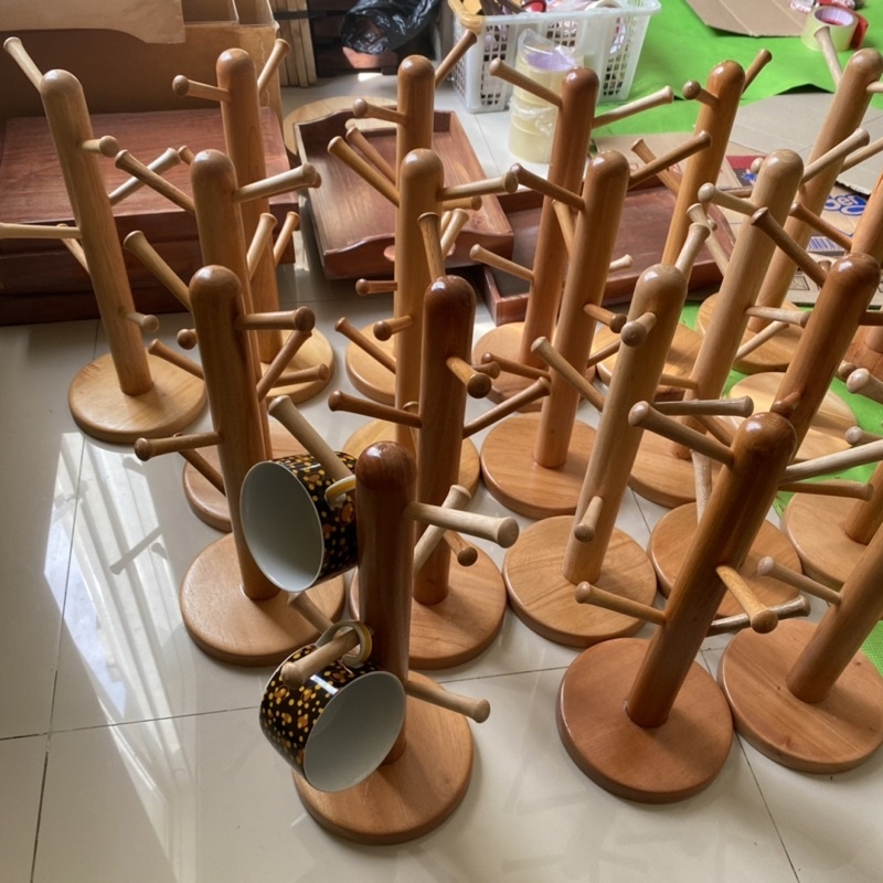 Mug Holder Kayu / Rak gelas Kayu / Gantungan Cangkir Kayu / Gantungan Gelas /  Tempat Gelas Kayu / R