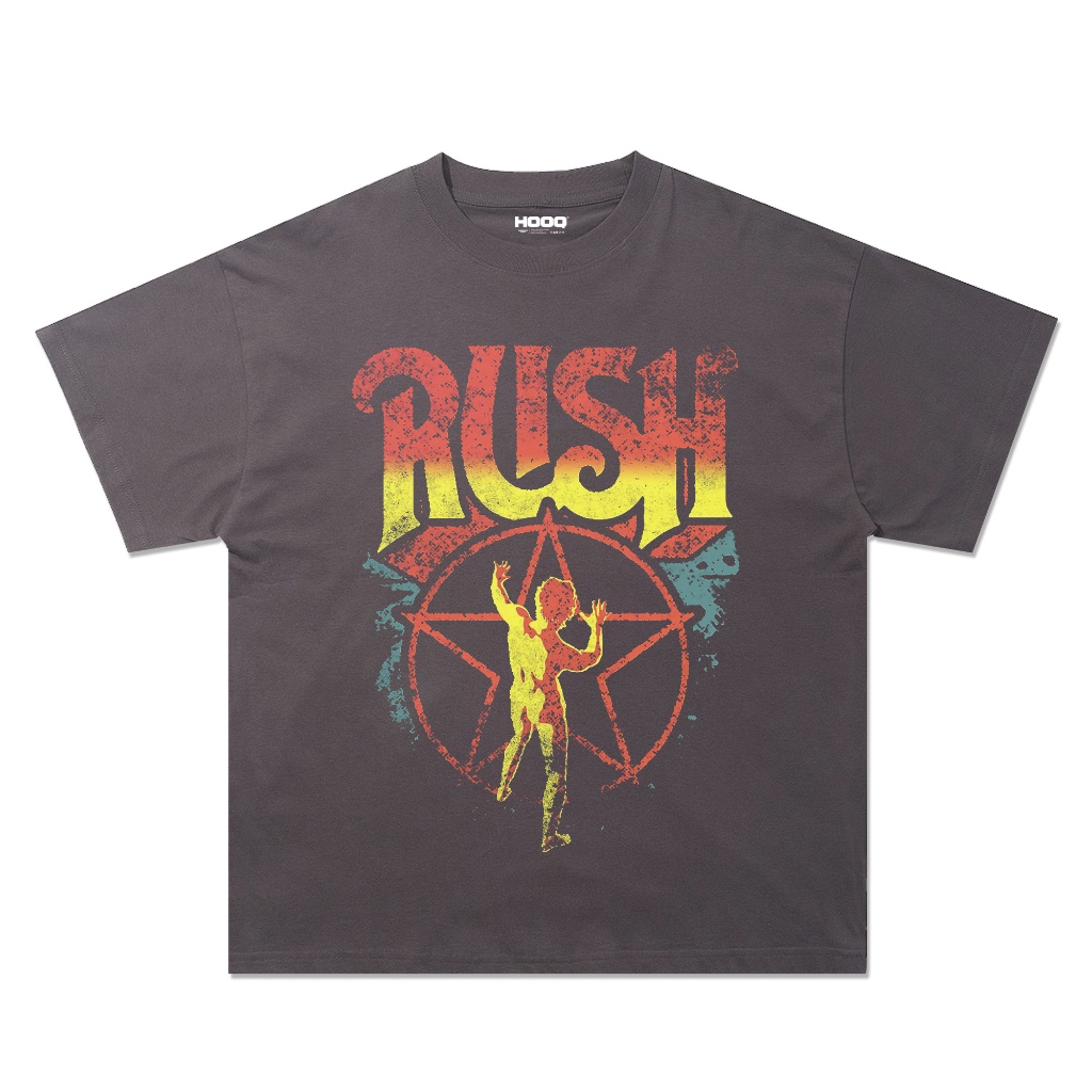 Kaos Band Rush Vintage Dark Grey Black Rush Band t-shirt