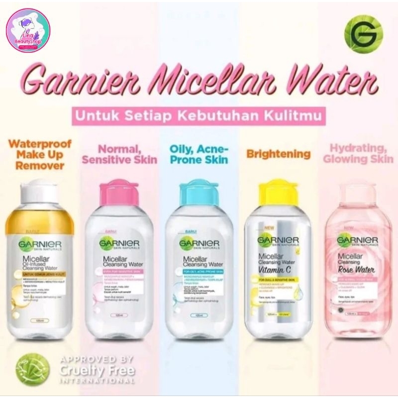 GARNIER Micellar Water Series 50/125/400ml - Waterproof Makeup/Normal & SensitiveSkin/OilyAcne/Glowi