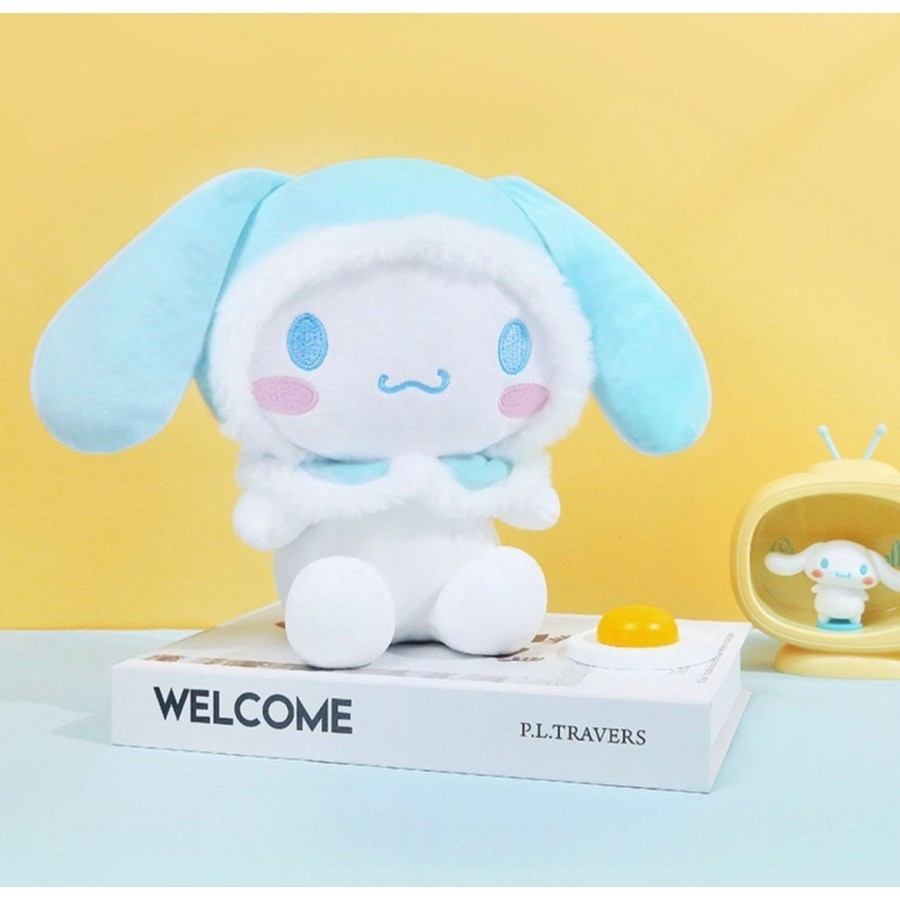 MAINAN BONEKA SANRIO CINNAMOROLL LUCU HOODIE BERLEBEL SNI SNOW CINNAMONROL