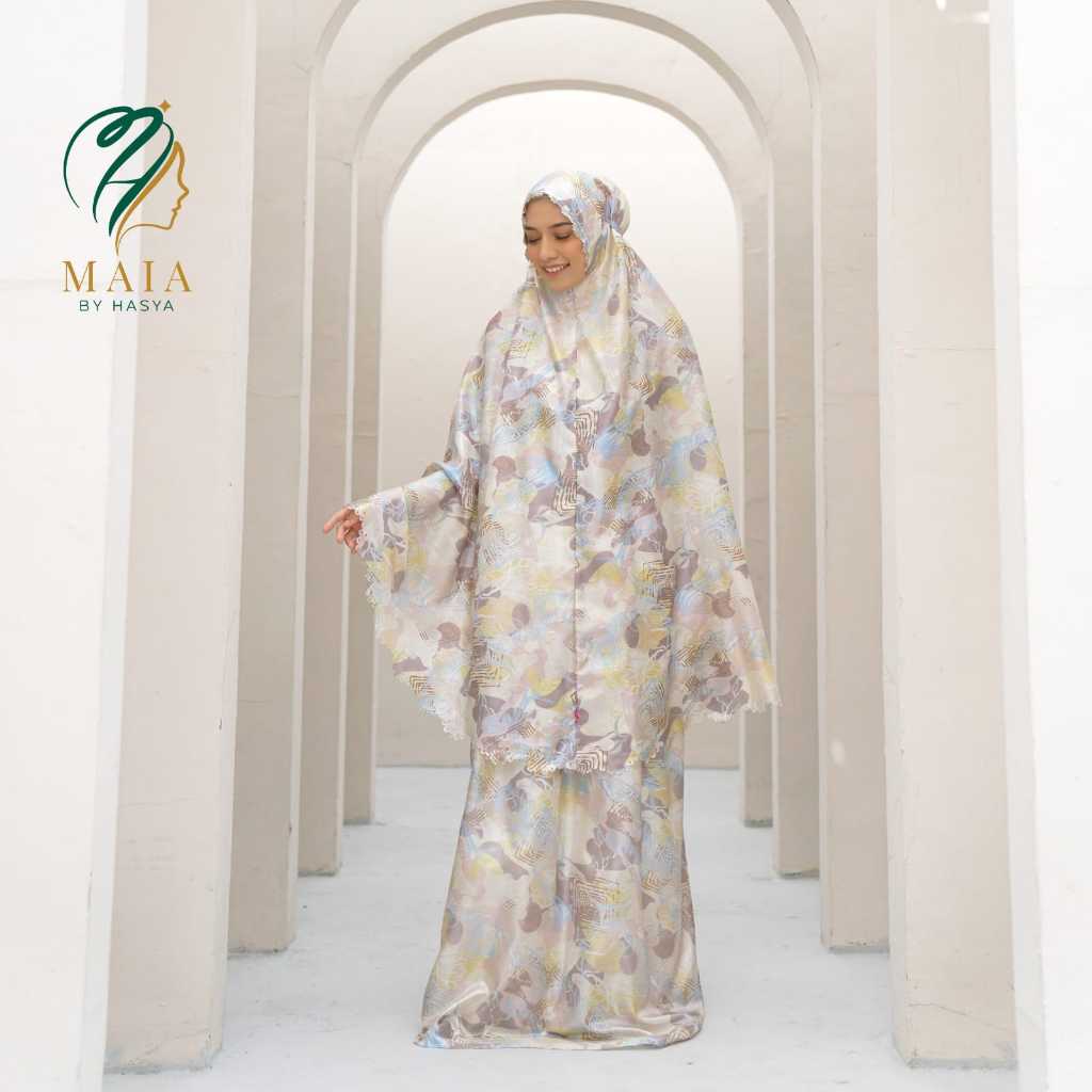 RJ3 MAIA BY HASYA - Mukena Motif Terbaru Sarah Motif Abstrak 3 in 1 Mukena Travel Traveling Dewasa