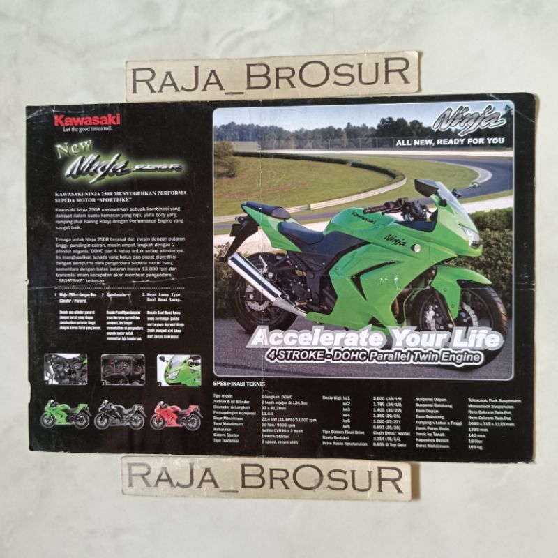 Poster brosur katalog Kawasaki Ninja 250 R/Ninja 150 RR/Ninja 150 R/Kaze ZX 130/Kaze Zone/Blitz/Blit
