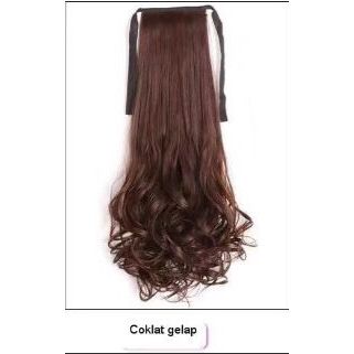 { OMG } Rambut Palsu Keriting Bergelombang Panjang dengan Tali Tarik Ikat / Rambut Palsu Untuk