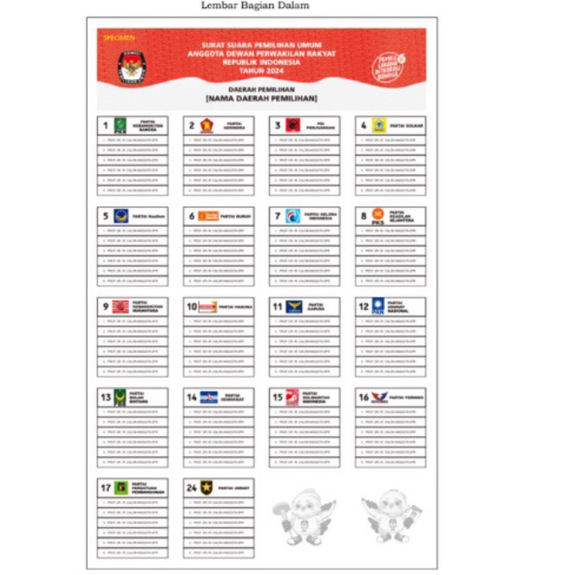 

PRINT Specimen SURAT SUARA PEMILU 2024 A4 F4 A3 Full warna free edit contoh surat suara dpr dprd