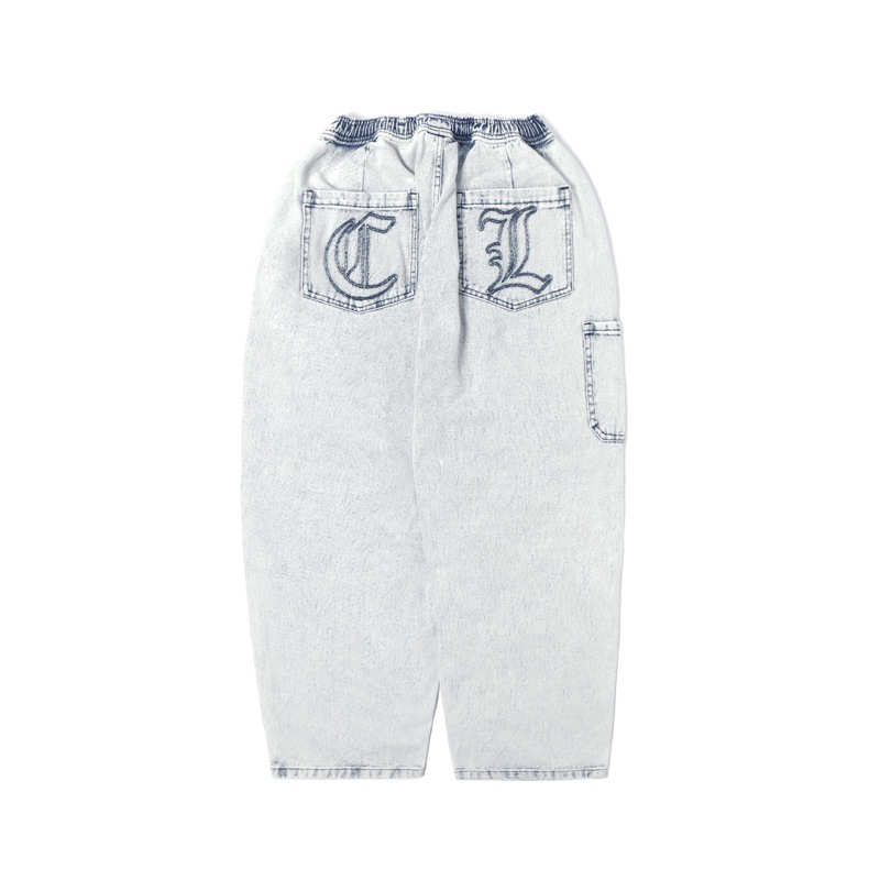 Radiance White - Baggy Denim Wash Pants / CANALIZE