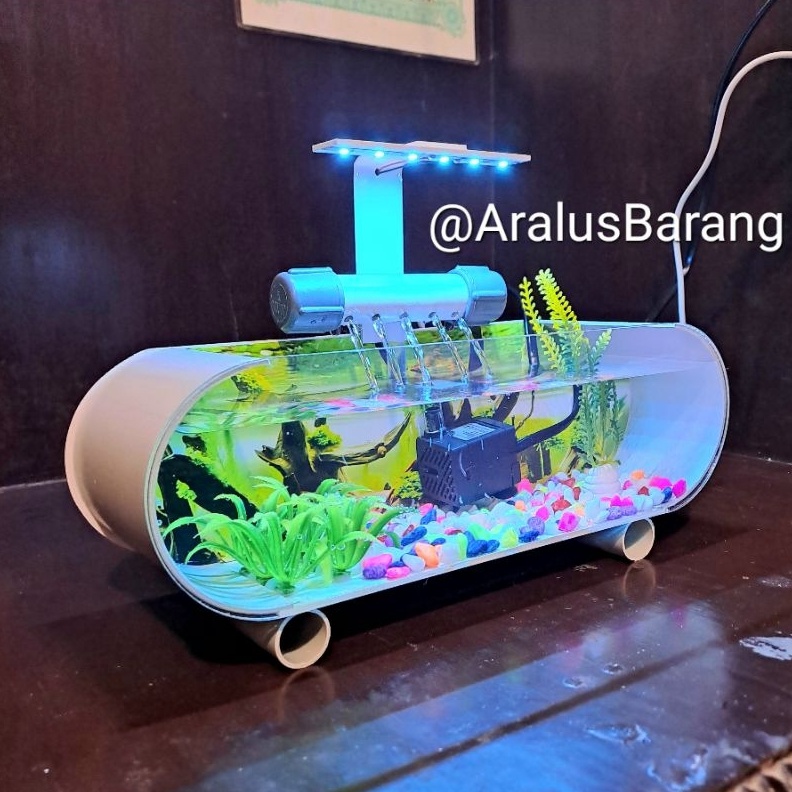 TERLARIS Aquarium Mini Fullset Dengan Pompa Dan Filter  Aquarium Akrilik Fullset  Aquarium  Aquarium