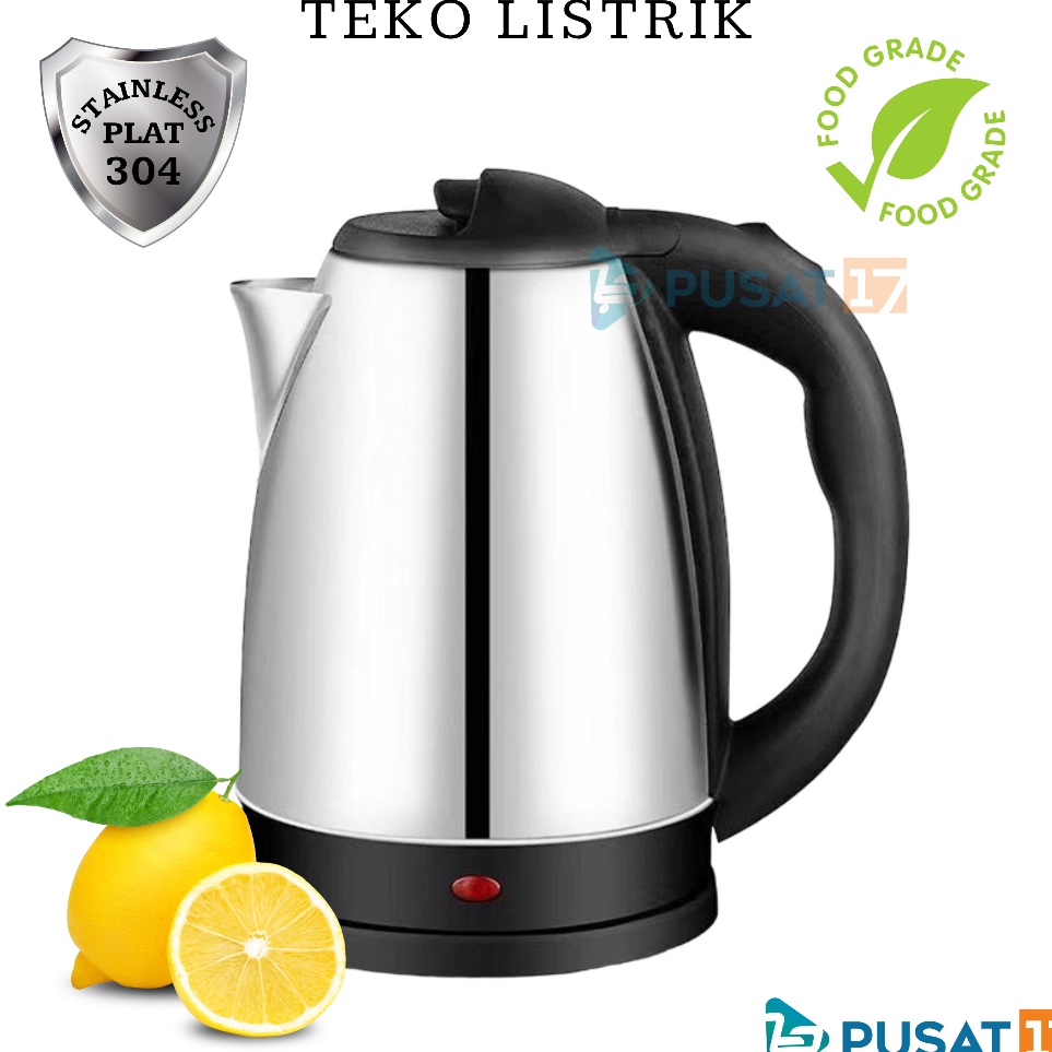 UV PUSAT17 TEKO LISTRIK 2 LITER STAINLESS STEEL 4WATT  KETTLE LISTRIK PEMANAS AIR ELECTRIC OTOMATIS 