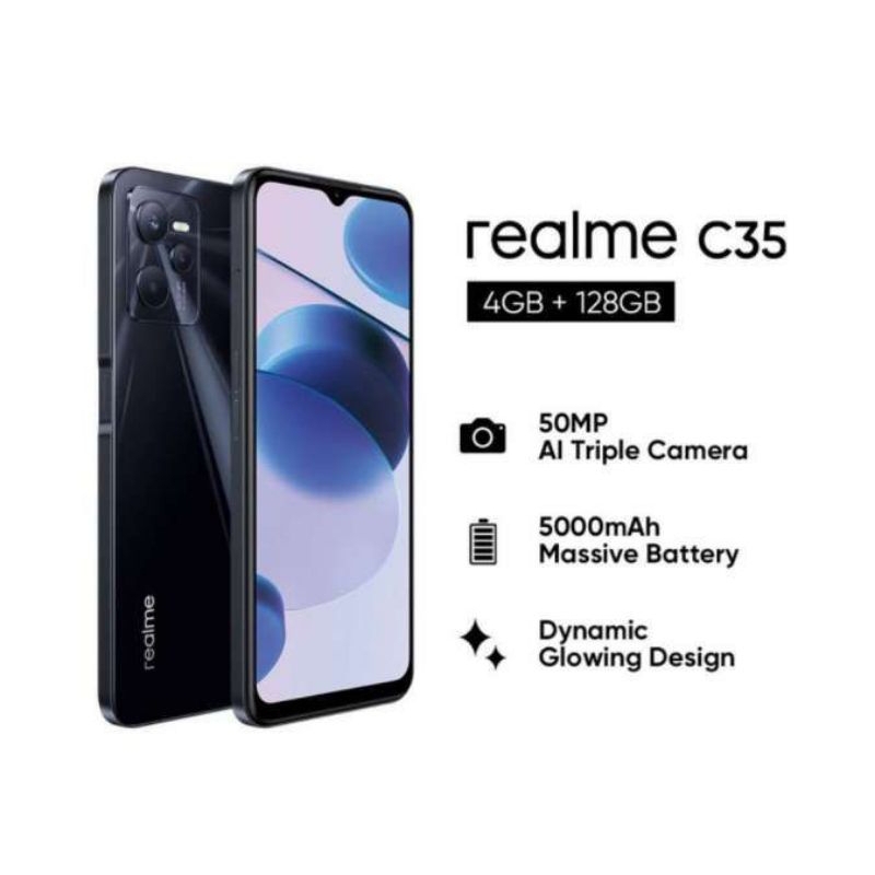 Realme C35 4/128GB - 4/64GB Garansi Resmi 1 Tahun [5000mAh Massive Battery 50MP AI Triple Camera 8.1mm Ultra Slim]