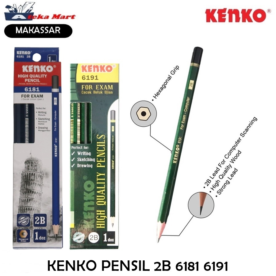 

[BOX/12PCS] ] KENKO PENSIL 2B - 6181 2B - 6191 PENCIL