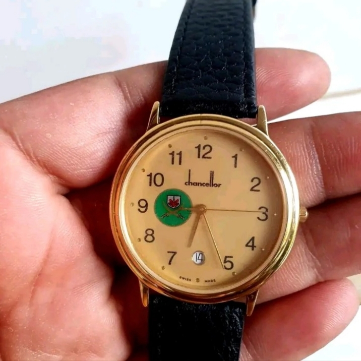 Jam Tangan Geneva Military Quartz Pria Kulit PU 4 cm