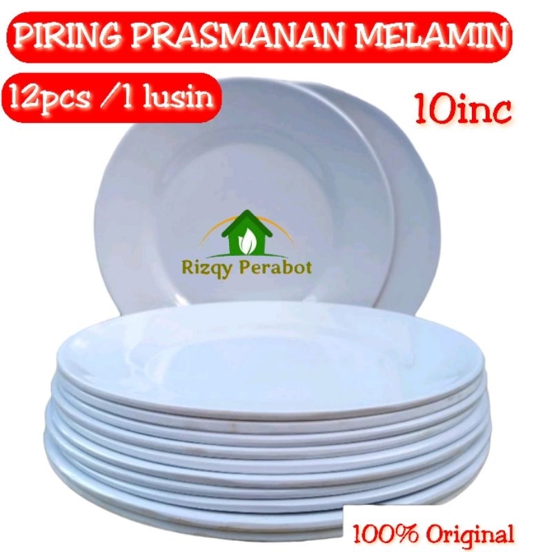 piring prasmanan melamin original 12pcs(lusinan) / piring melamin putih / piring mei shing / piring 