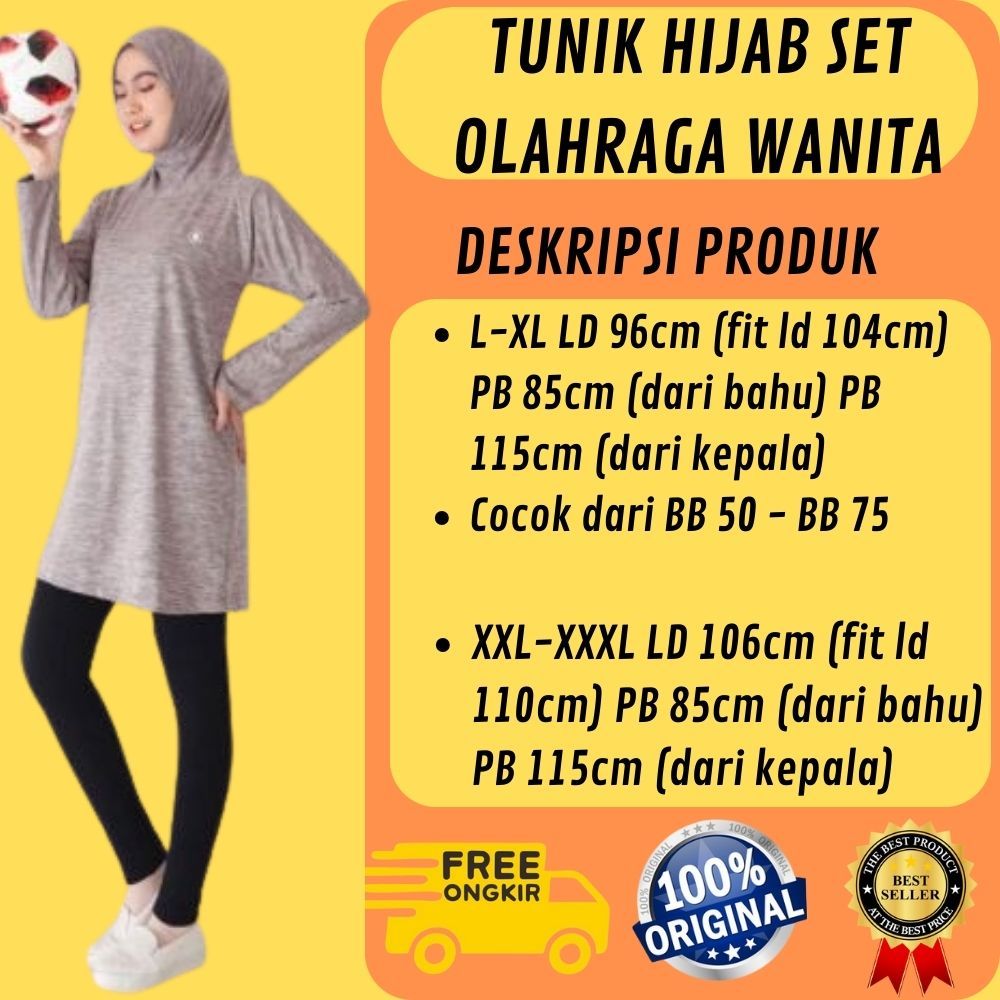 Tunik Hijab Set Olahraga Baju Senam Tennis Bersepeda Yoga