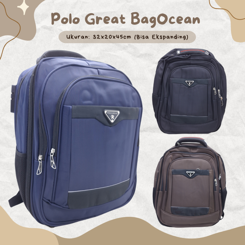 TAS POLO GREAT 18 INCHI USB KUNCI NOMOR / RANSEL POLO IMPORT ASLI MURAH ORI SIZE 18" BARU / TAS LAPT