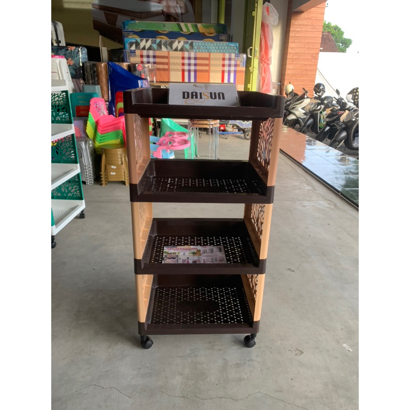 RAK RODA RAK SERBAGUNA SUSUN 4 KIMPLAST COKLAT DS2012