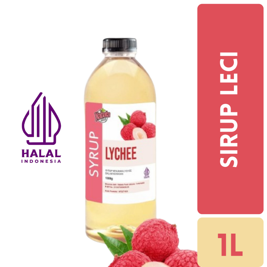 

1000 mL Lychee Syrup - Sirup Litchi - Sirop Leci Letci Strop Premium | Nabata Food Syrup lyche botol