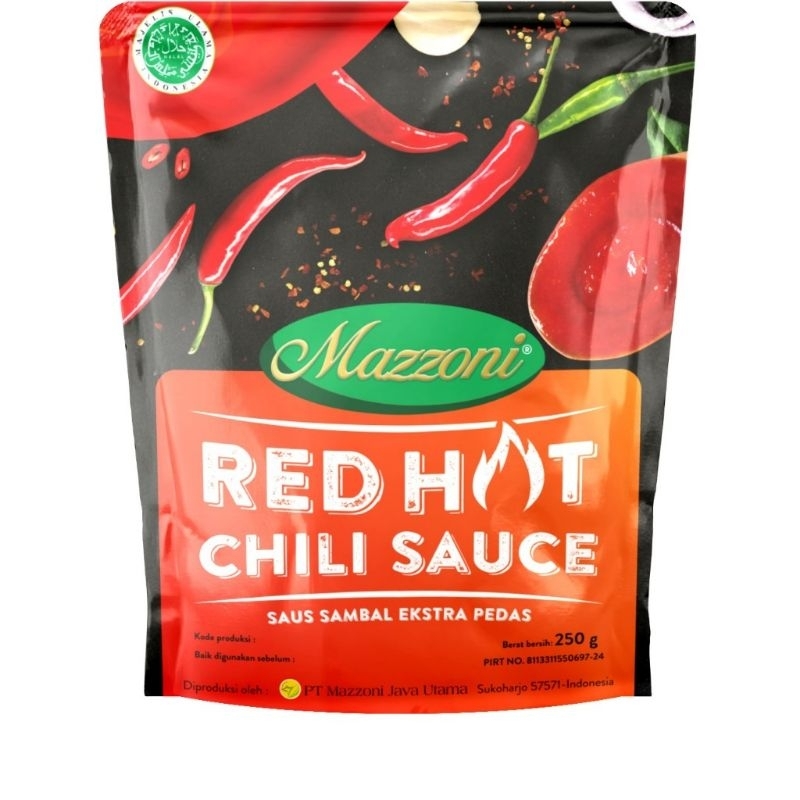 

Mazzoni saos red hot Chilli 250 gram
