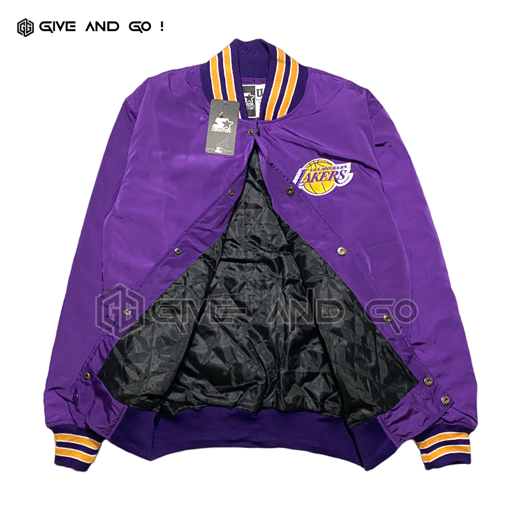 Jaket Varsity Lakers Tm Nba  Ungu Cerah Jaket Bomber Jacket Baseball Basketbal baseball pria keren