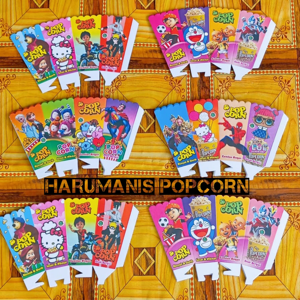 

100 Lembar bungkus popcorn / wadah popcorn / Box popcorn / Kemasan popcorn ukuran 6x12