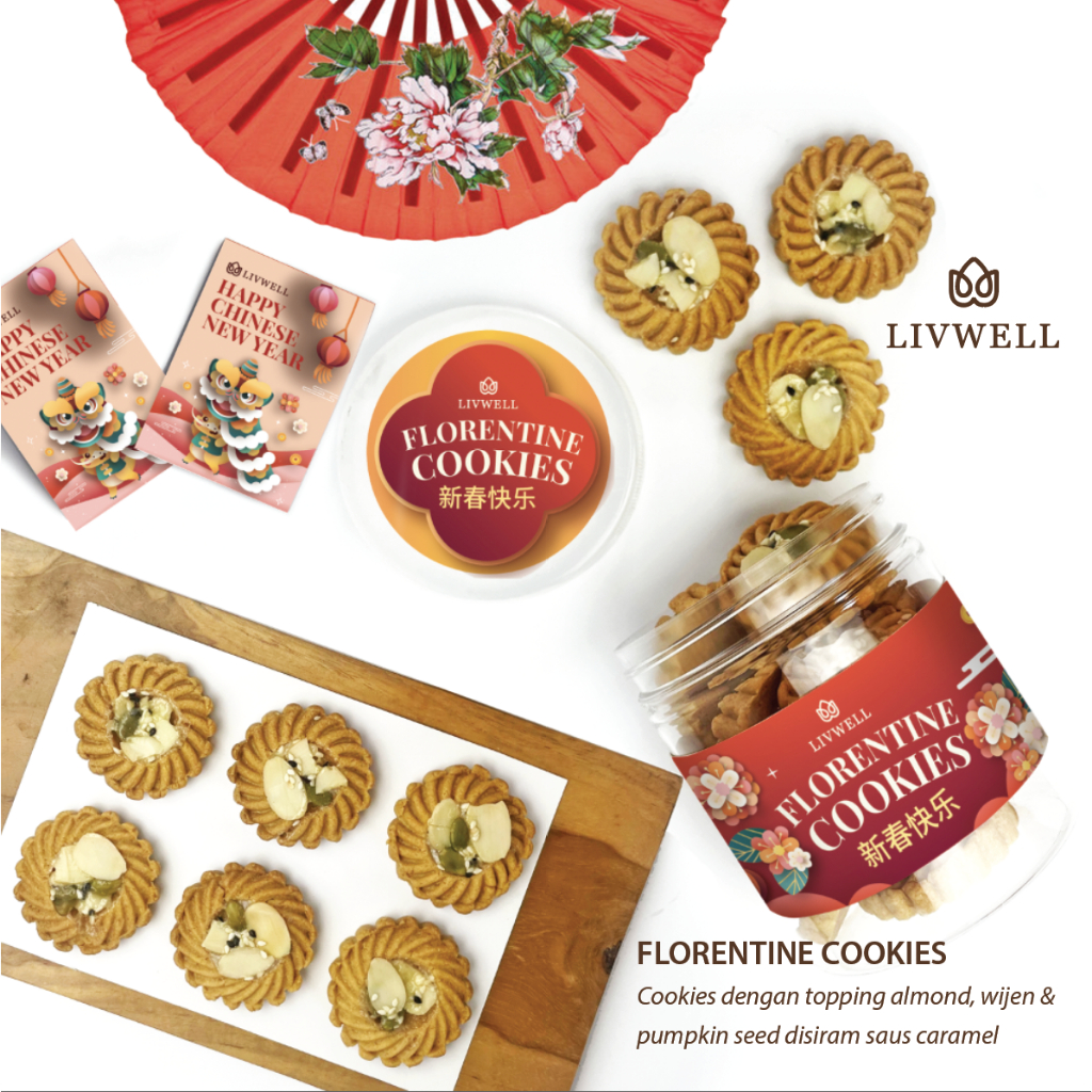 

Livwell – FLORENTINE COOKIES 220gr - Parsel CHRISTMAS NATAL / Ulang Tahun / GWS / baby born / hari raya lebaran / waisak (FREE KARTU)